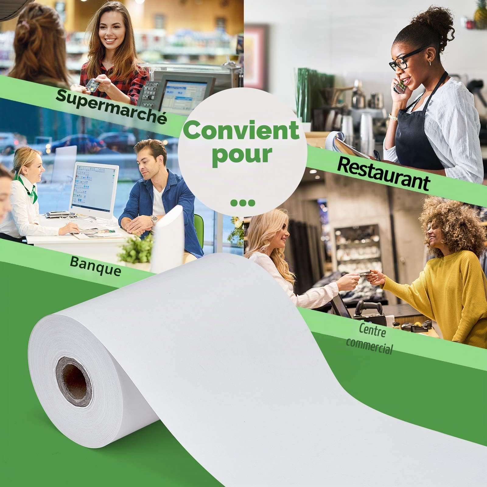 MUNBYN Papier Thermique 80mm POS Bobine 80x50mm Rouleau Ticket De Caisse 10 Rolls