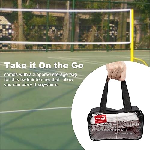 Miniatura 6 de Sanung Red de bádminton, de 20 x 2.5 pies, de tamaño estándar, de repuesto para interiores y exteriores, red de malla portátil a prueba de clima