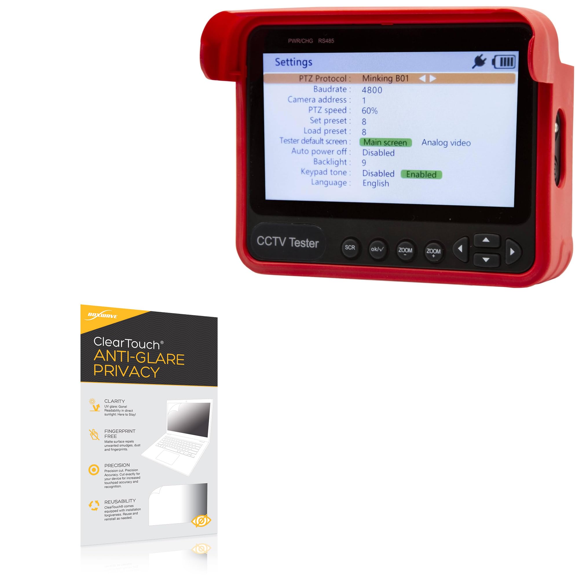 BoxWave Screen Protector Compatible with Triplett 8064 CamView Analog - ClearTouch Anti-Glare Privacy (2-Pack), Privacy Screen Protector Flexible Film Anti-Glare