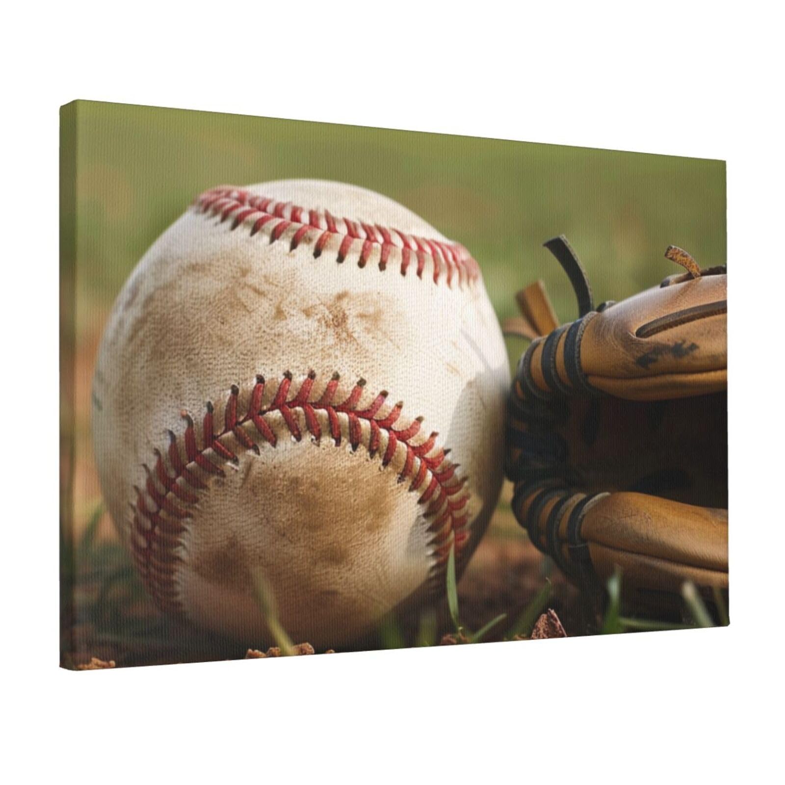 YKLJG Baseball Printed Wall Art Canvas Prints 45x30 CM Wooden Framed Picture Painting Artwork for Bedroom Kitchen Home Office Decor