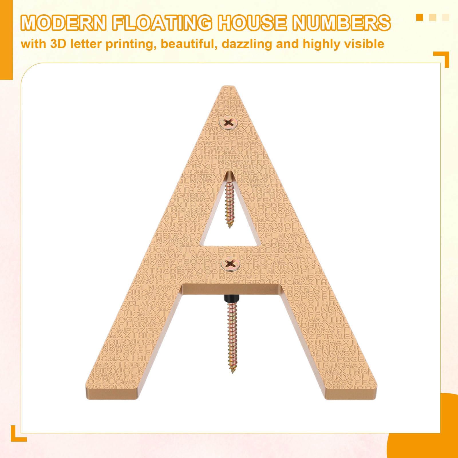 PATIKIL 10 Inch House Number, House Address Numbers Sign Large Floating Modern with Screws for Outside Door Wall Street Gold, A - Image 3