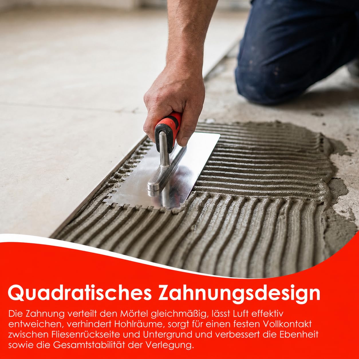 3-teiliges Zahnkellen Set 4x4 8x8 12x12mm Glättekelle Edelstahl Zahnspachtel Fliesenspachtel mit Softgriff, Zahnglättekelle zum Verlegen von Fliesen, Betonnivellierung und Zementreparatur
