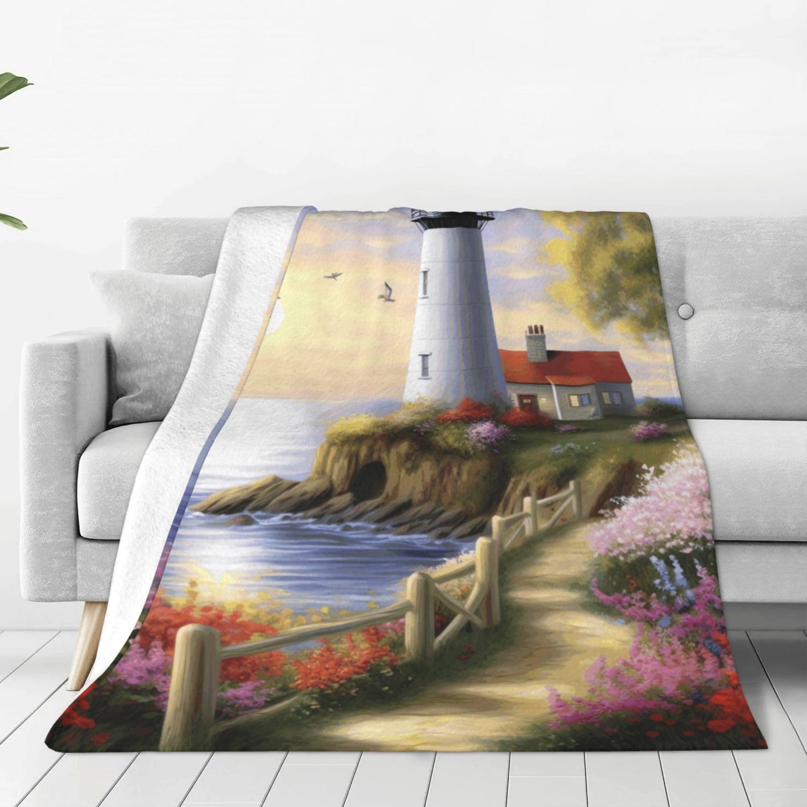 Couverture flanelle phares réversible pour des soirées cocooning