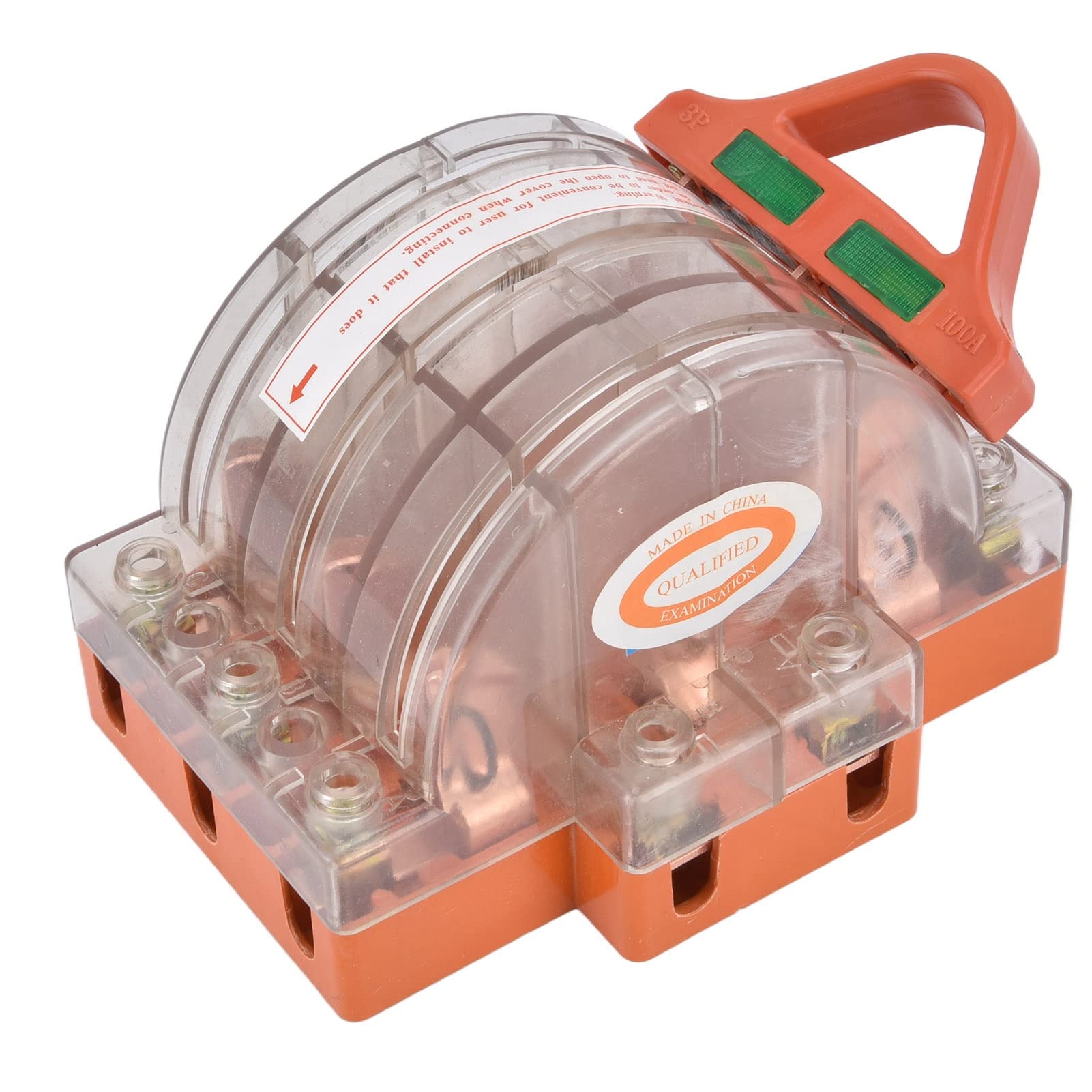 Jiawu Interruptor de Cuchilla de Desconexión, Disyuntor de Doble Tiro de 3 100 A, Interruptor de Cuchilla de Carcasa Transparente de Cobre Puro con Indicador LED, para Electrodomésticos de CA