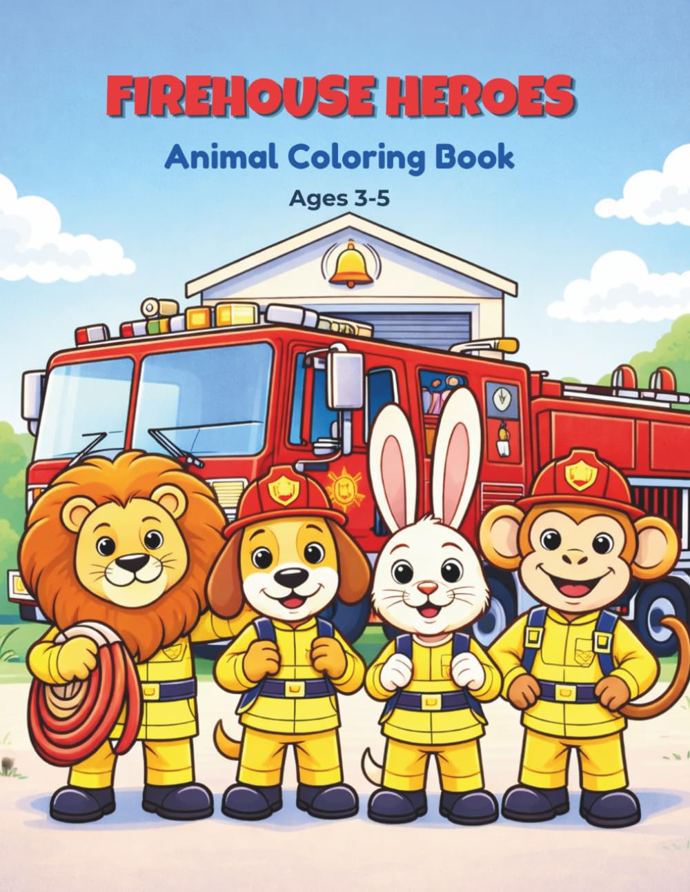 Firehouse Heroes Coloring Book: Fun and Easy Animal Firefighter Adventure for Kids Ages 3–5