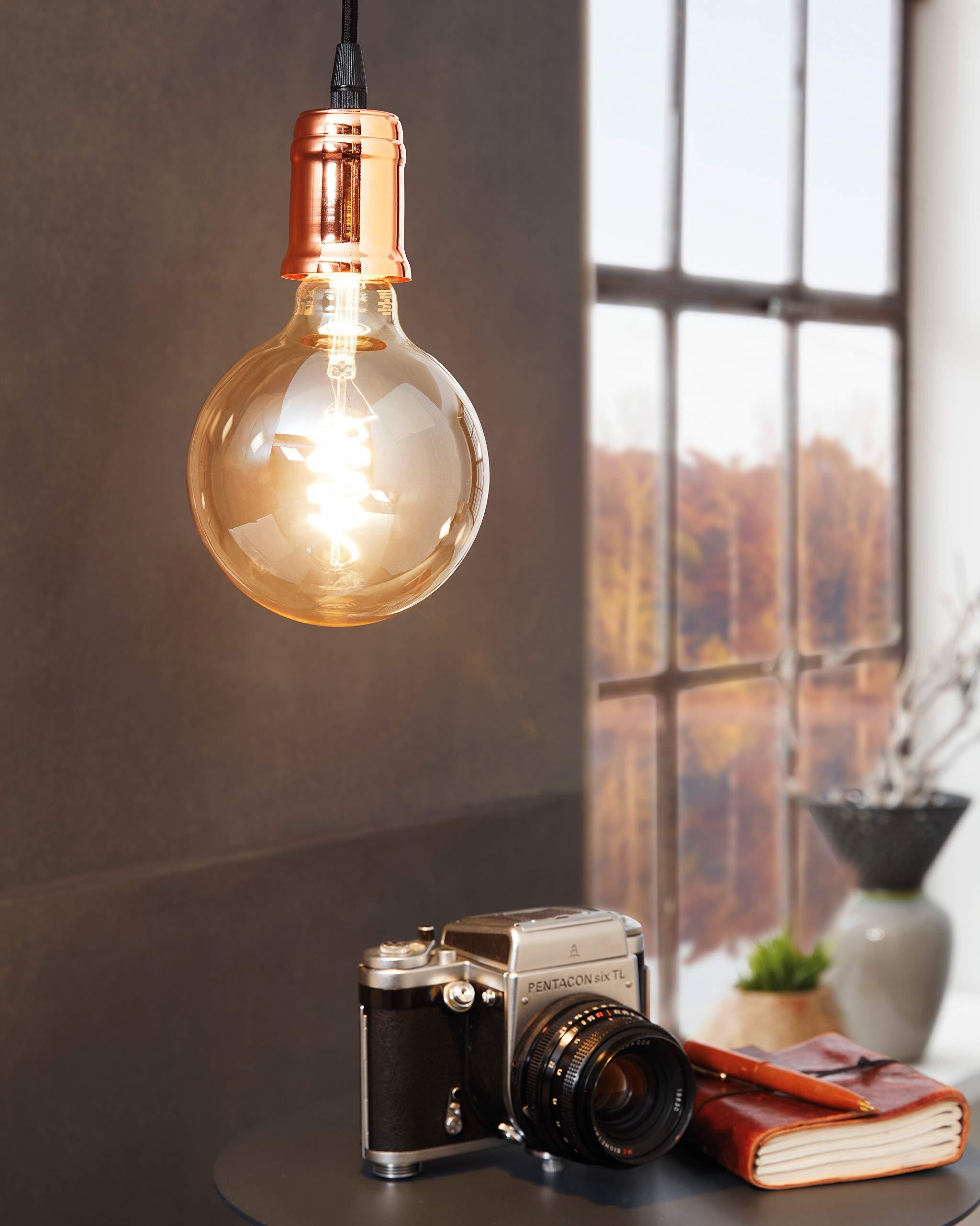 EGLO Pendelleuchte Yorth – Hängeleuchte In Grau Mit Schwarz-weißem Kabel, Industrial-Design, Dimmbar Für Wohnzimmer Oder Küche