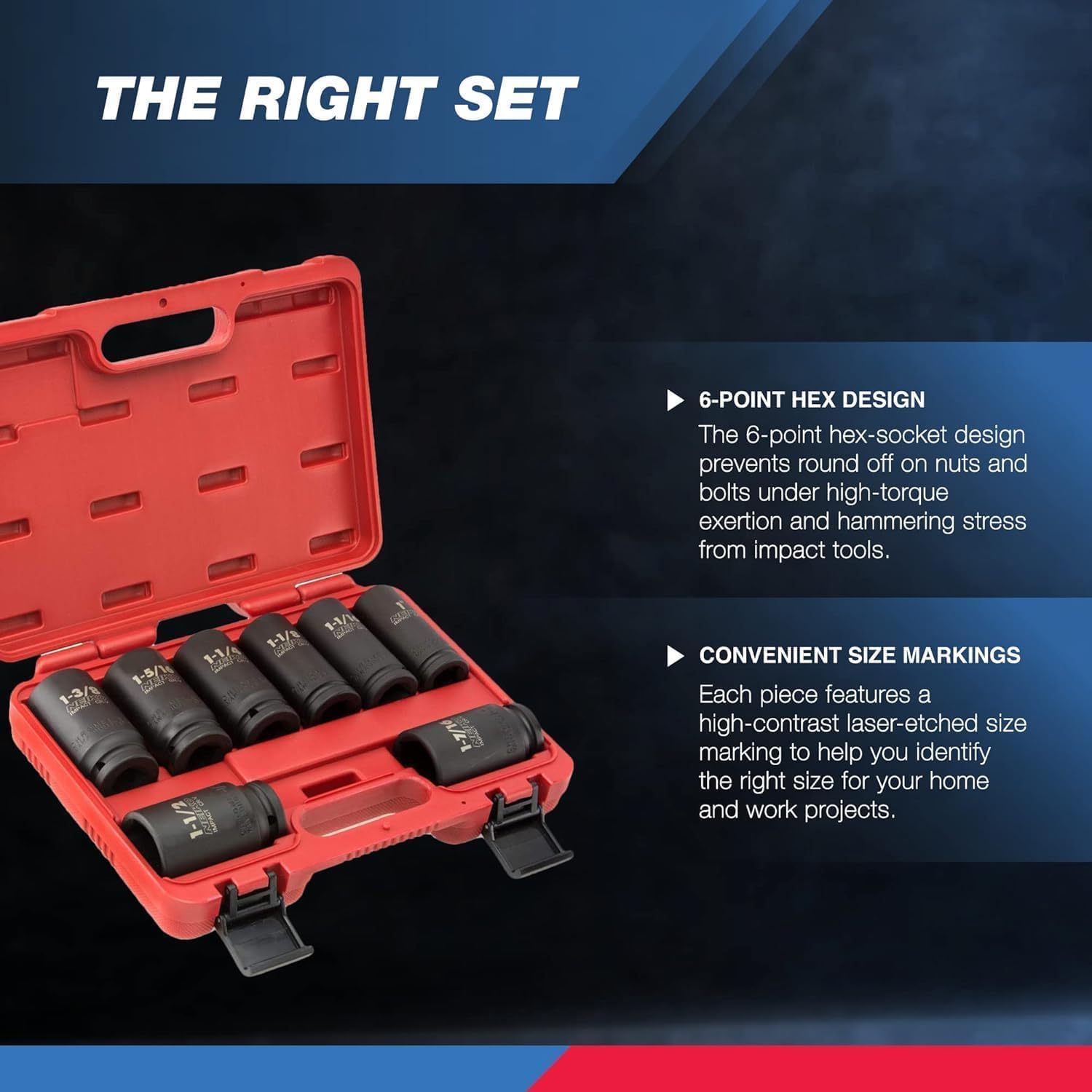 ●3-DEEP Amazon.com: NEIKO 02461A 3/4 Inch Drive Impact Socket Set