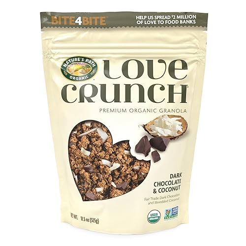 Love Crunch Organic Dark Chocolate & Coconut Granola, 11.5 oz (Pack of 1), Non-GMO, Fair Trade, by Nature's Path - Macaroon/Dark Chocolate - 11.5 Ounce (Pack of 1)