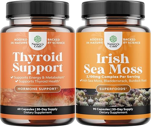 Paquete de apoyo a base de hierbas para la tiroides para la pérdida de peso y cápsulas orgánicas de musgo marino irlandés – Energía avanzada para
