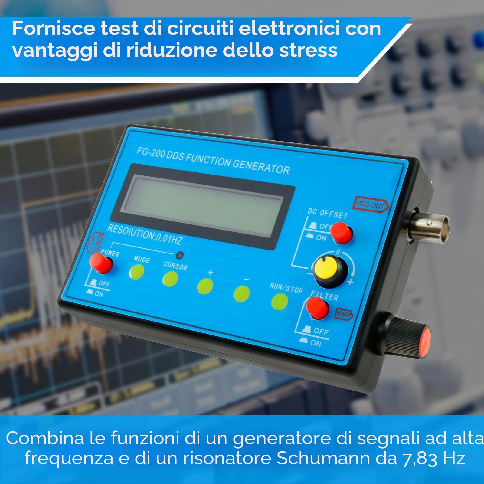 FG-200 DDS Generatore di Funzione 1-500kHz USB Ultra Precisione Stabilità 140 x 80 x 26 mm Generatore di Frequenza con Generatore di Onde Schumann Generatore di Segnale Generatore di Funzione