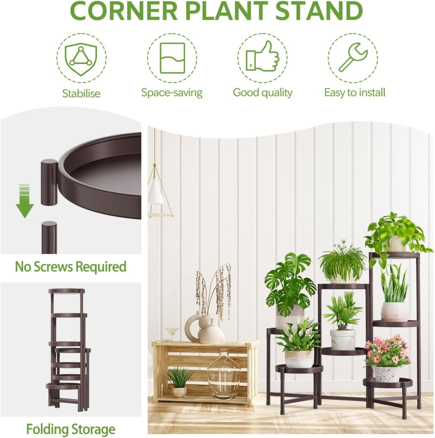 iDavosic.ly 7 Tier Large Plant Stand Indoor Outdoor, 10 Inch Tray, Bronze image 5