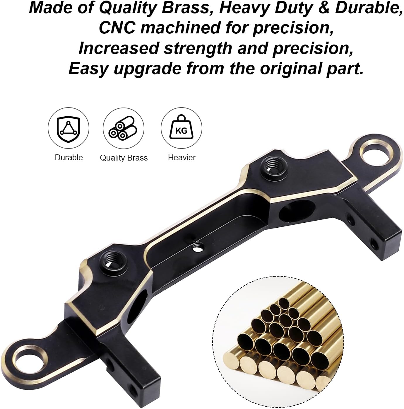Hobbypark Brass Rear Bumper Mount Servo Mounting Bracket Stand Compatible with 1/10 Axial SCX10 III Upgrades JLU Wrangler