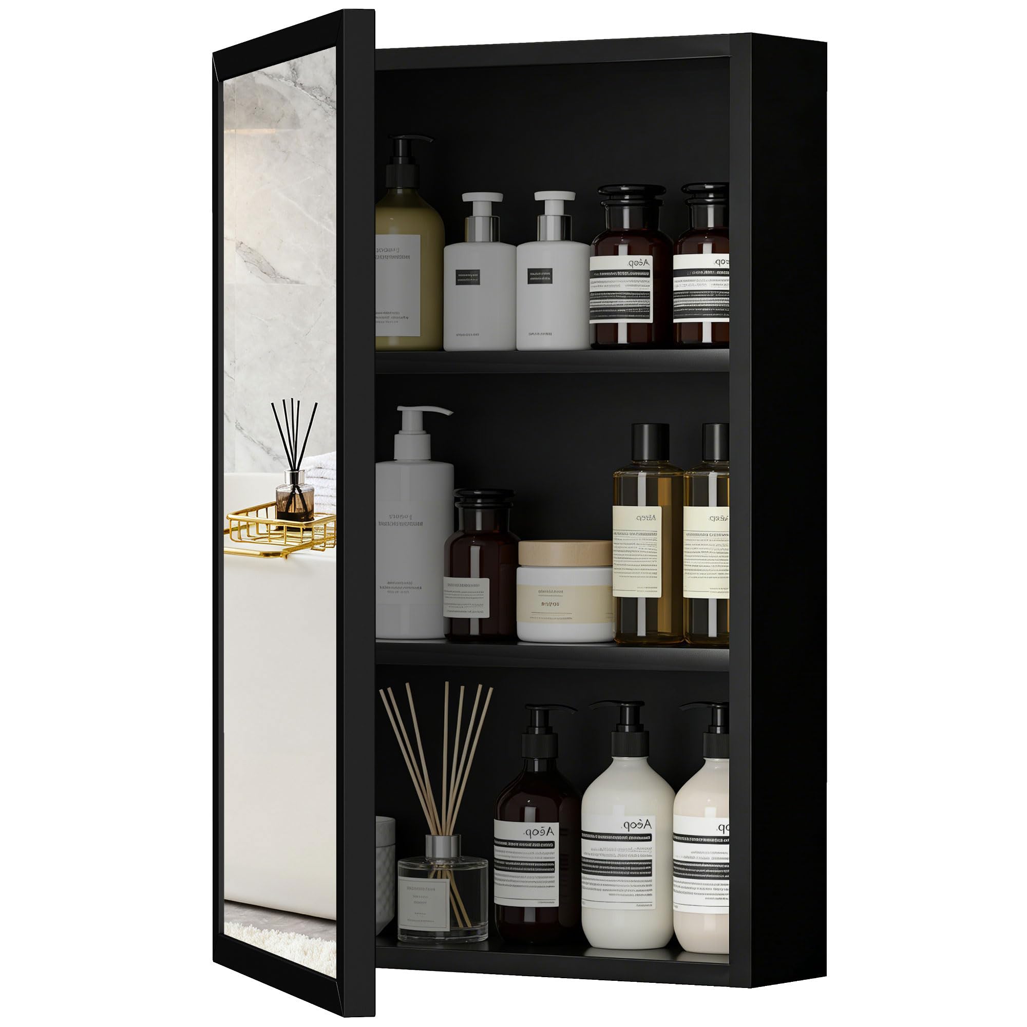 kleankin Wall Mounted Bathroom Cabinet with Mirror and Storage Shelves  | TJ Hughes