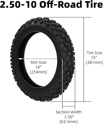 Miniatura 2 de Neumático 2.50-10 y tubo interior con vástago de válvula TR4 para CRF50XR50 DRZ70JR50 PW50 Coolster QG-210 QG-213A MX650 MX500 Baja Dirt Runner 49