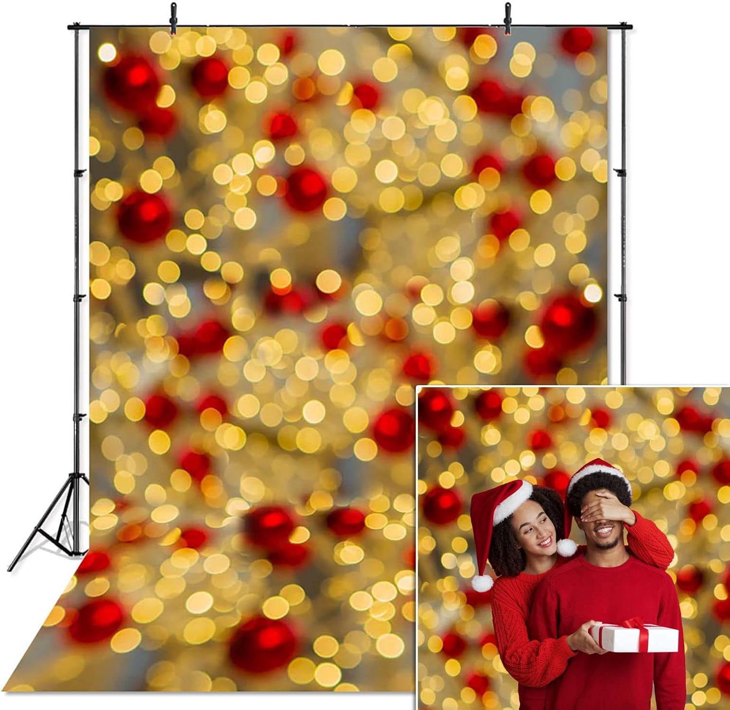 Avezano Christmas Glitter Bokeh Backdrop for Photography Winter Glow Shiny Colorful Halos Background Merry Xmas Happy New Year Party Decorations Birthday Baby Shower Photoshoot Backdrops (6x8ft)