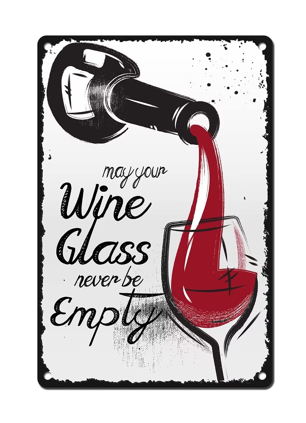SMAZDFXX Wine Bar Signs for Home Bar,May Your Wine Glass Never Be Empty Vintage Tin Metal Sign for Men Women,Wine Signs for Home Bar Bathroom Wall Decor 5.5"x8"
