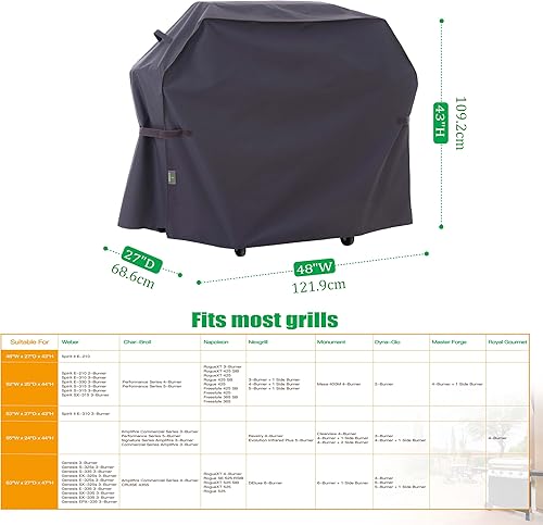 Miniatura 2 de F&J Outdoors Cubierta impermeable para parrilla resistente a los rayos UV para barbacoa de gas carbón de 2 quemadores, 48 pulgadas de ancho x 27