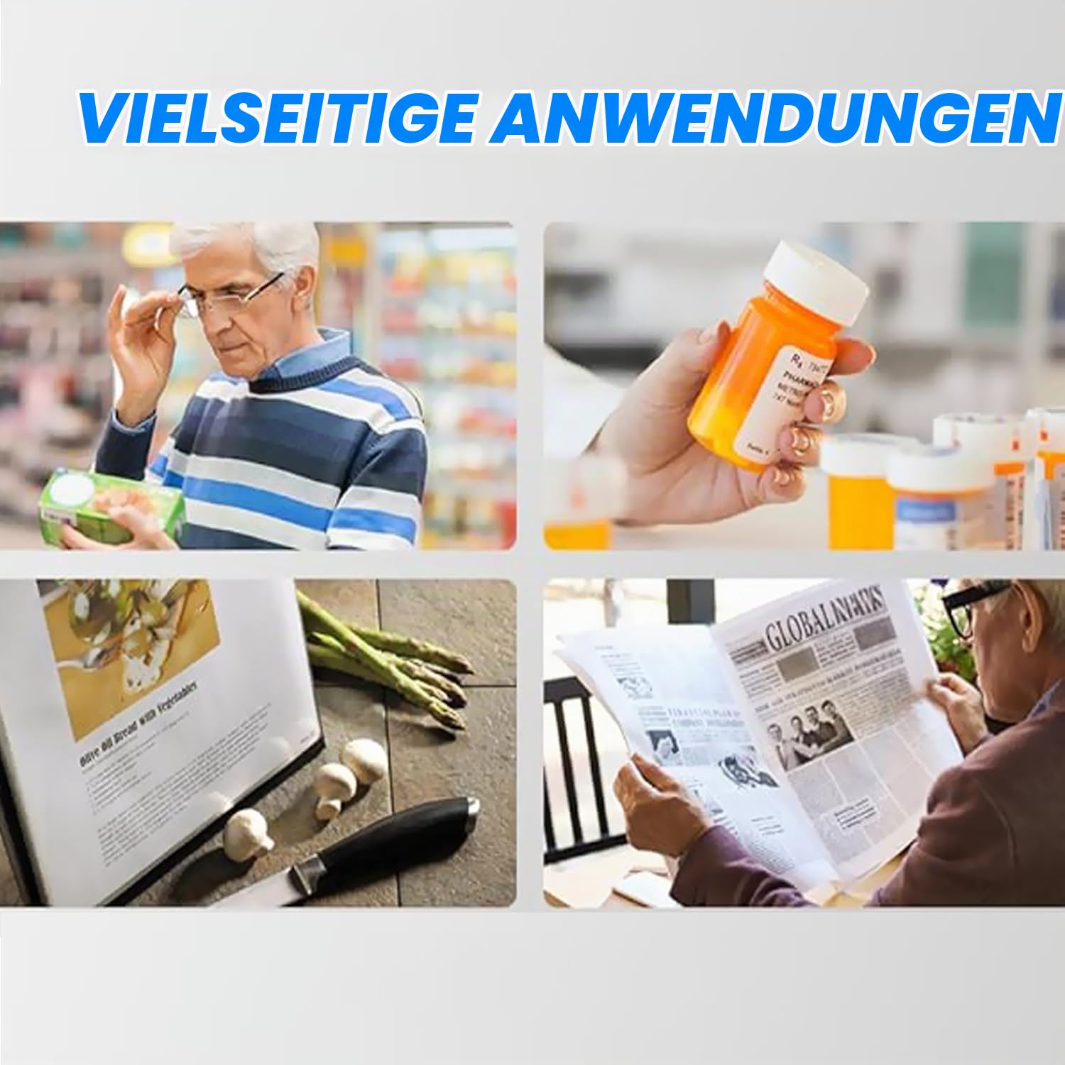 Digitale Handlupe, 5 Zoll Elektronische Lesehilfe Mit 2-48X Stufenloser Vergrößerung, Mehrere Farbmodi, Speicherwiedergabefunktion, Dual Verwendung Für Nah- Und Fernsicht
