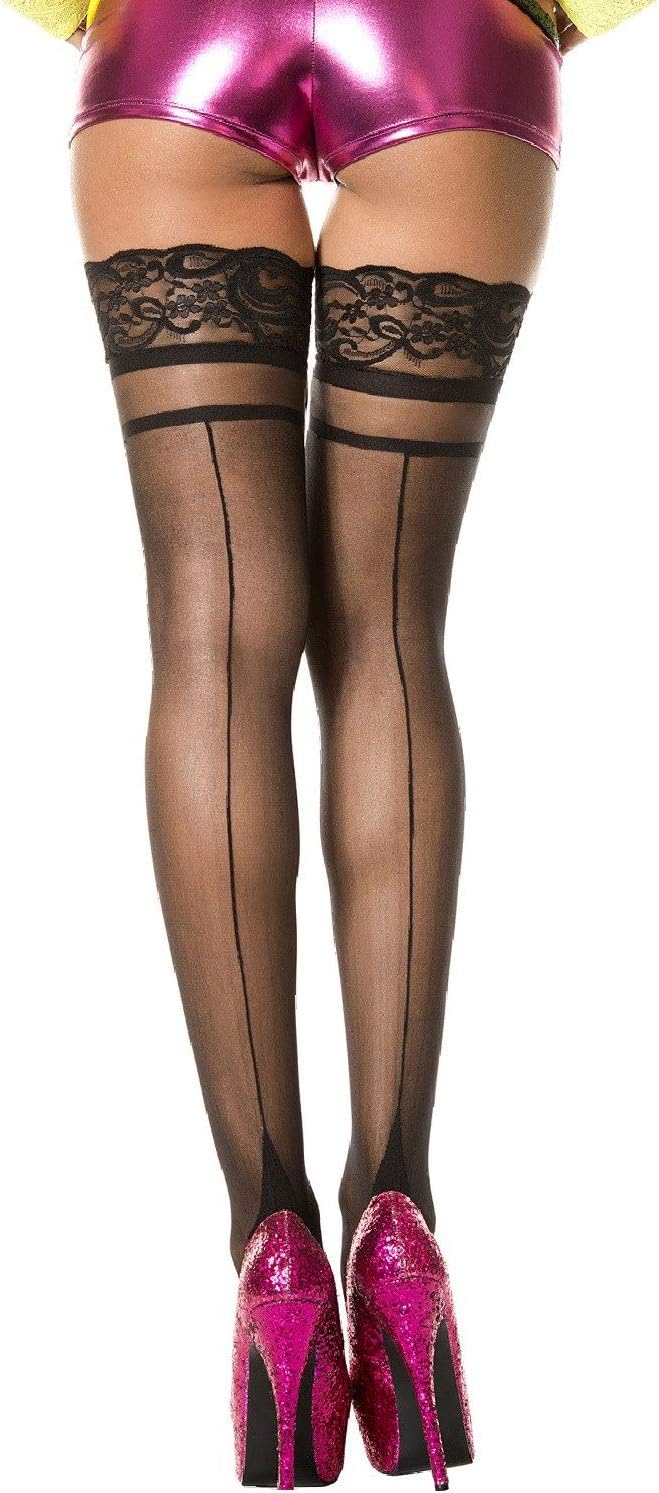 Backseam and cuban heel sheer thigh hi