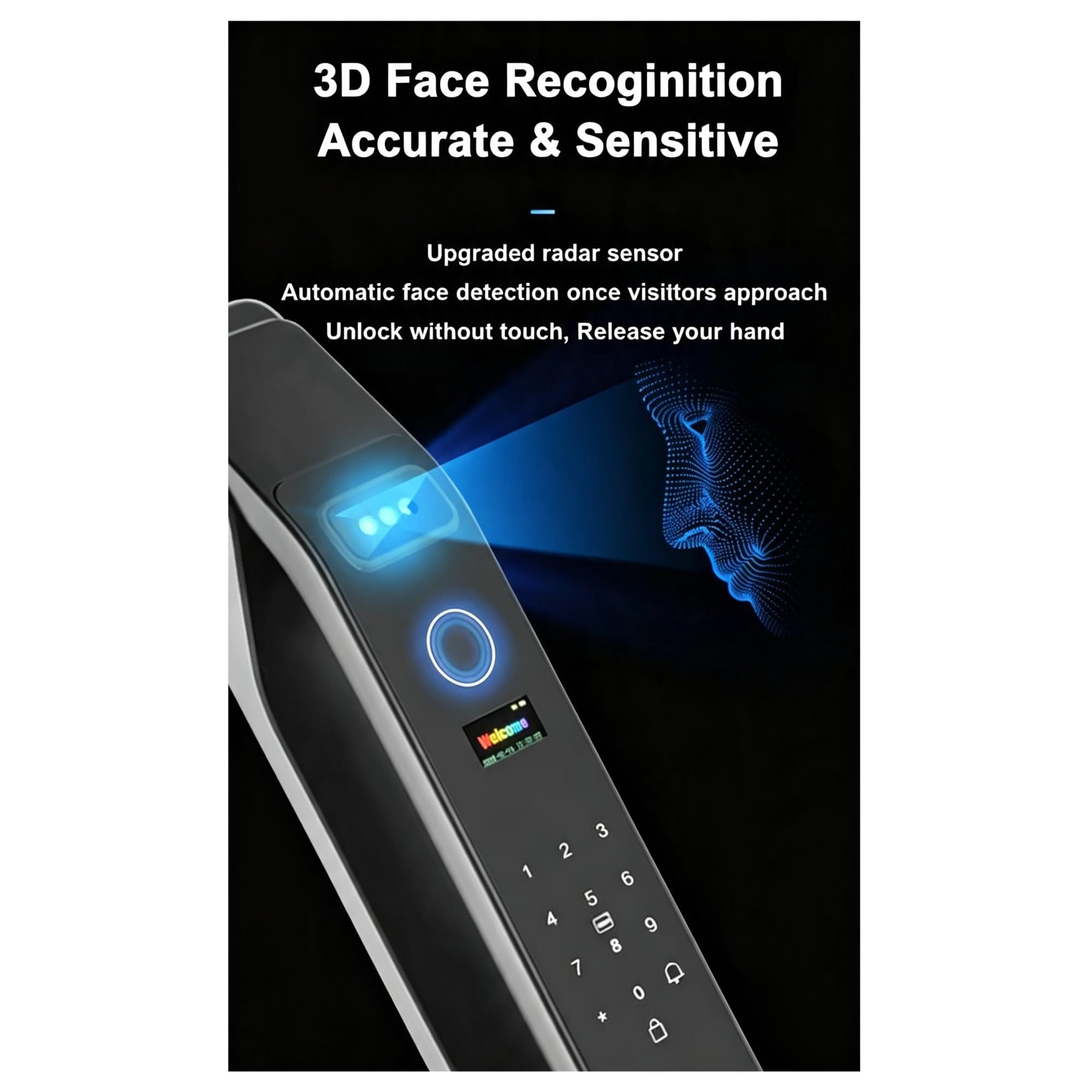 Smart Lock WiFi 3D Riconoscimento facciale Serratura for impronte digitali con controllo app