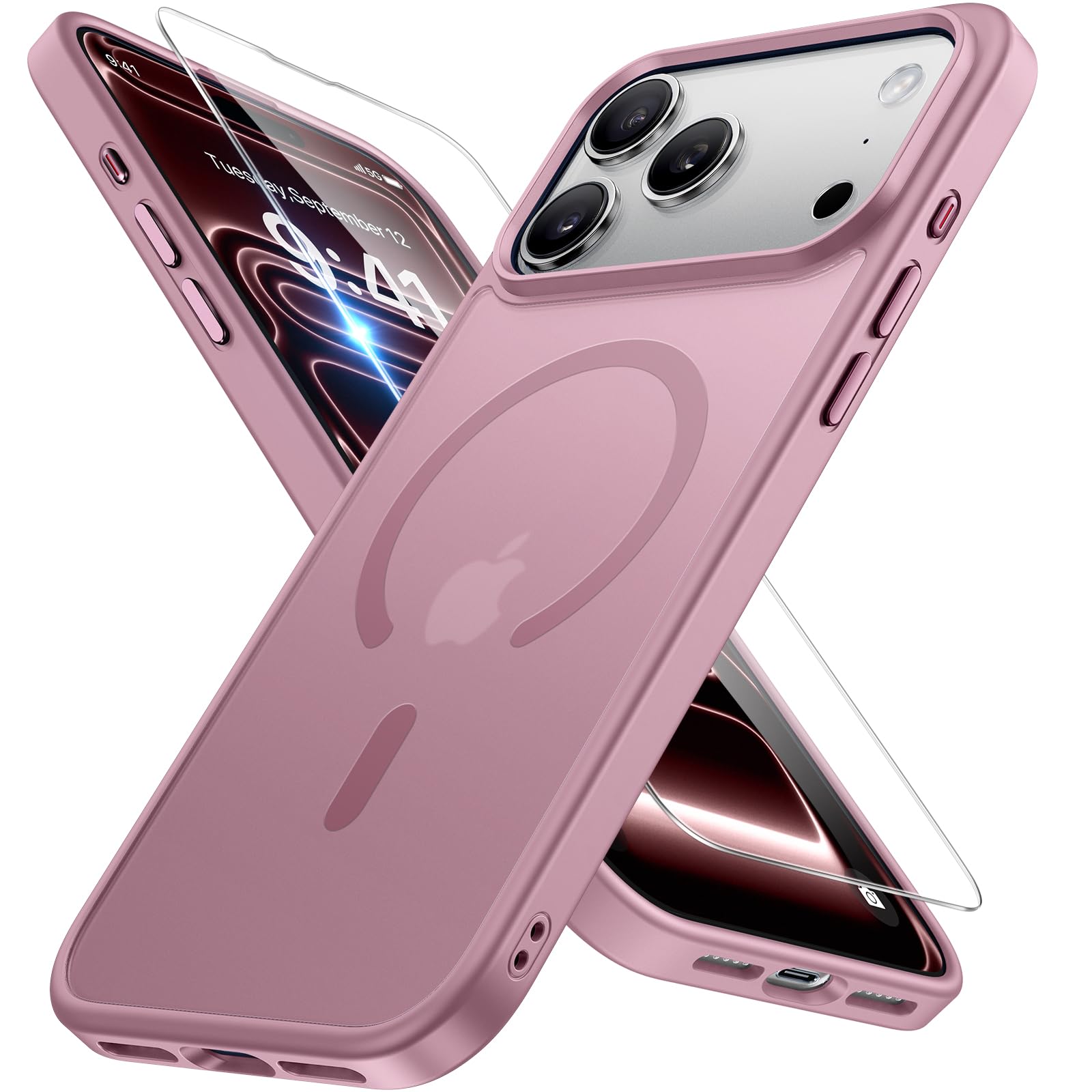 Miracase Magnetic for iPhone 17 Pro Case 6.3" with Screen Protector, [Compatible with MagSafe] Military-Grade Protection, Anti-Fingerprint, Slim Thin Phone Case for 17 Pro Cover, Blackcurrant