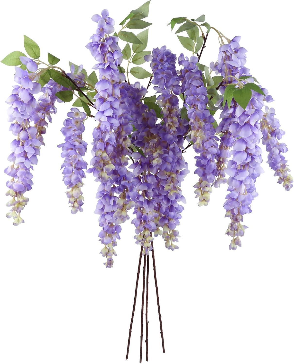 IPOPU 3.9FT Wisteria Artificial Flowers, 4PCS Purple Hanging Flowers, Silk Wisteria Flower with Long Stem for Tall Vase Filling Wedding Wall Backdrop Centerpieces Home Decoration (Purple)