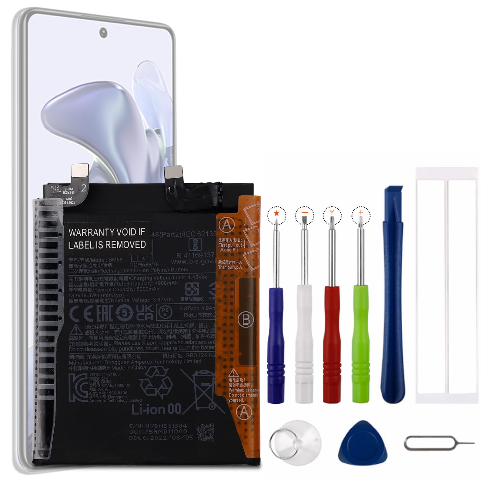 HIGHAKKU Batería de Repuesto BM59 Compatible con Mi 11T 21081111RG con Herramientas