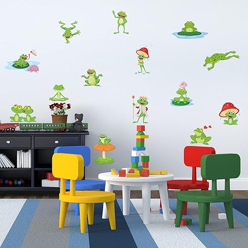 Miniatura 5 de Lindas calcomanías de pared de ranas impermeables de hongos para sala de estar cuarto de bebé baño decoración de despegar y pegar
