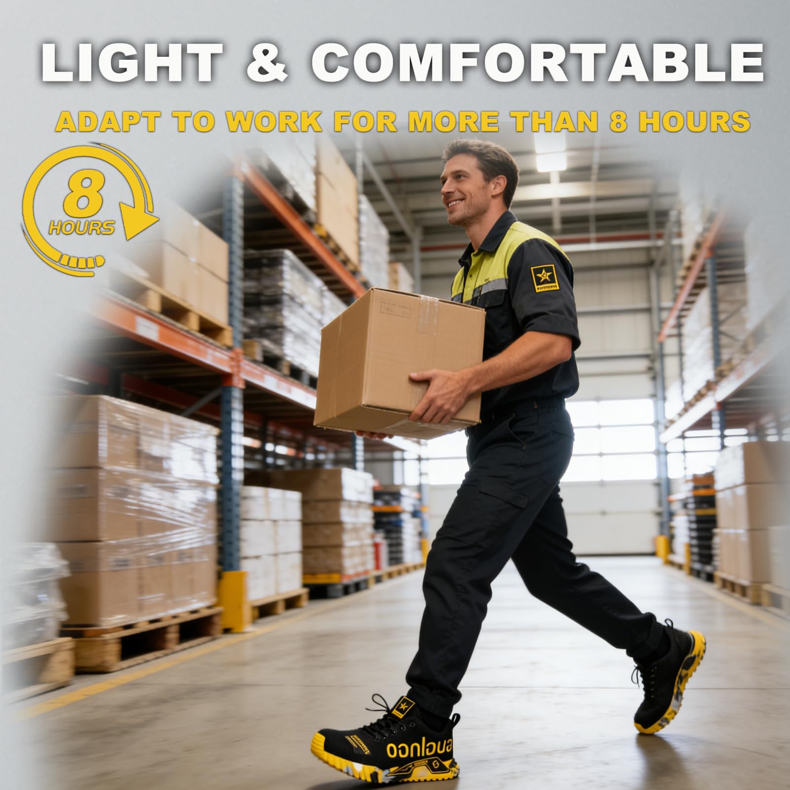 Zapatos de Seguridad con Puntera de Acero Ligero Transpirable para Hombre y Mujer, Zapatillas de Trabajo Comodo, Calzado Protector Antideslizante para Construcción y Fábricas