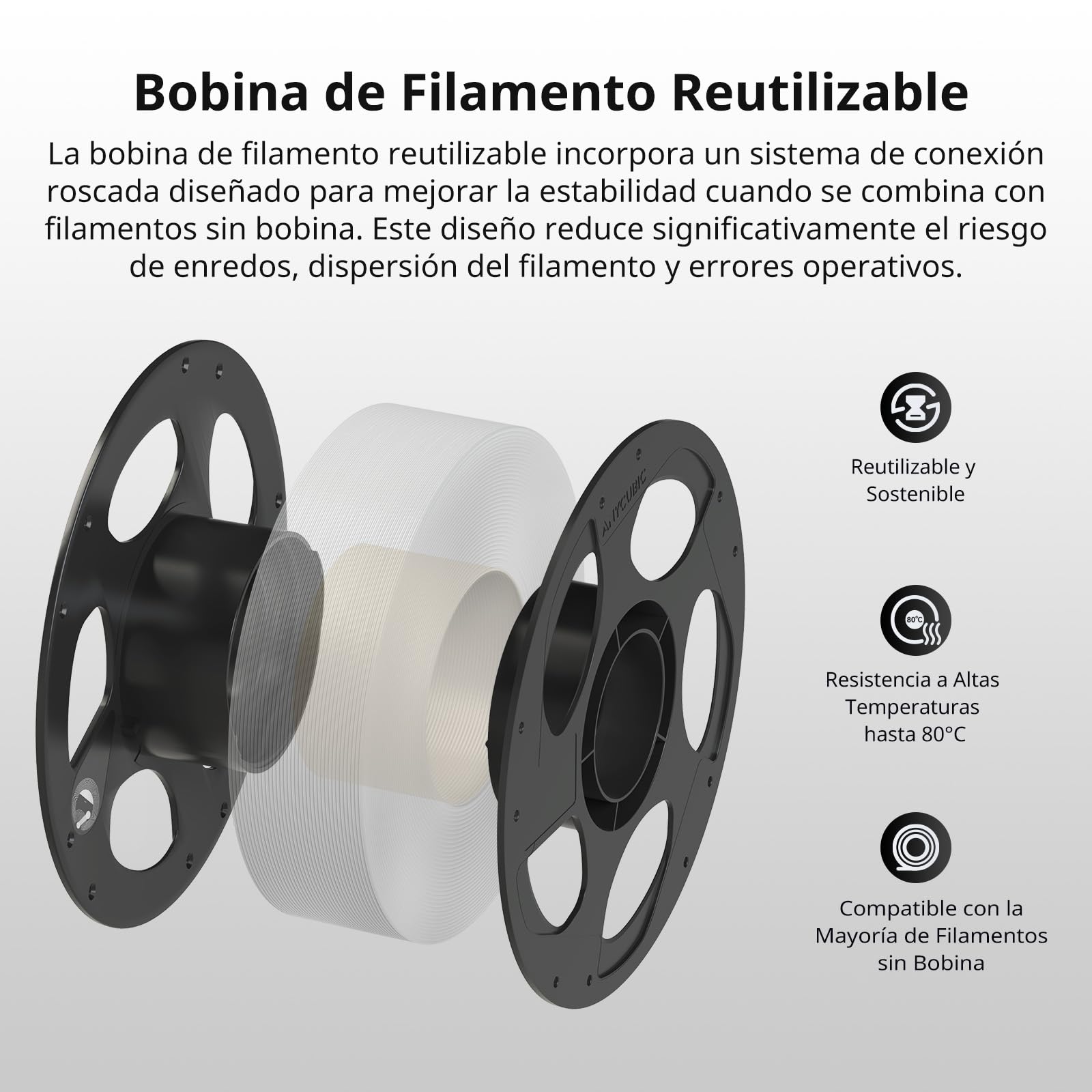 ANYCUBIC Filamento PETG de 1,75 mm, Filamento para Impresoras 3D Robusto y Duradero, Baja Deformación y Excelente Adhesión de Capas,Compatible con la mayoría de Impresora 3D FDM, 4kg PETG,Textura Gris