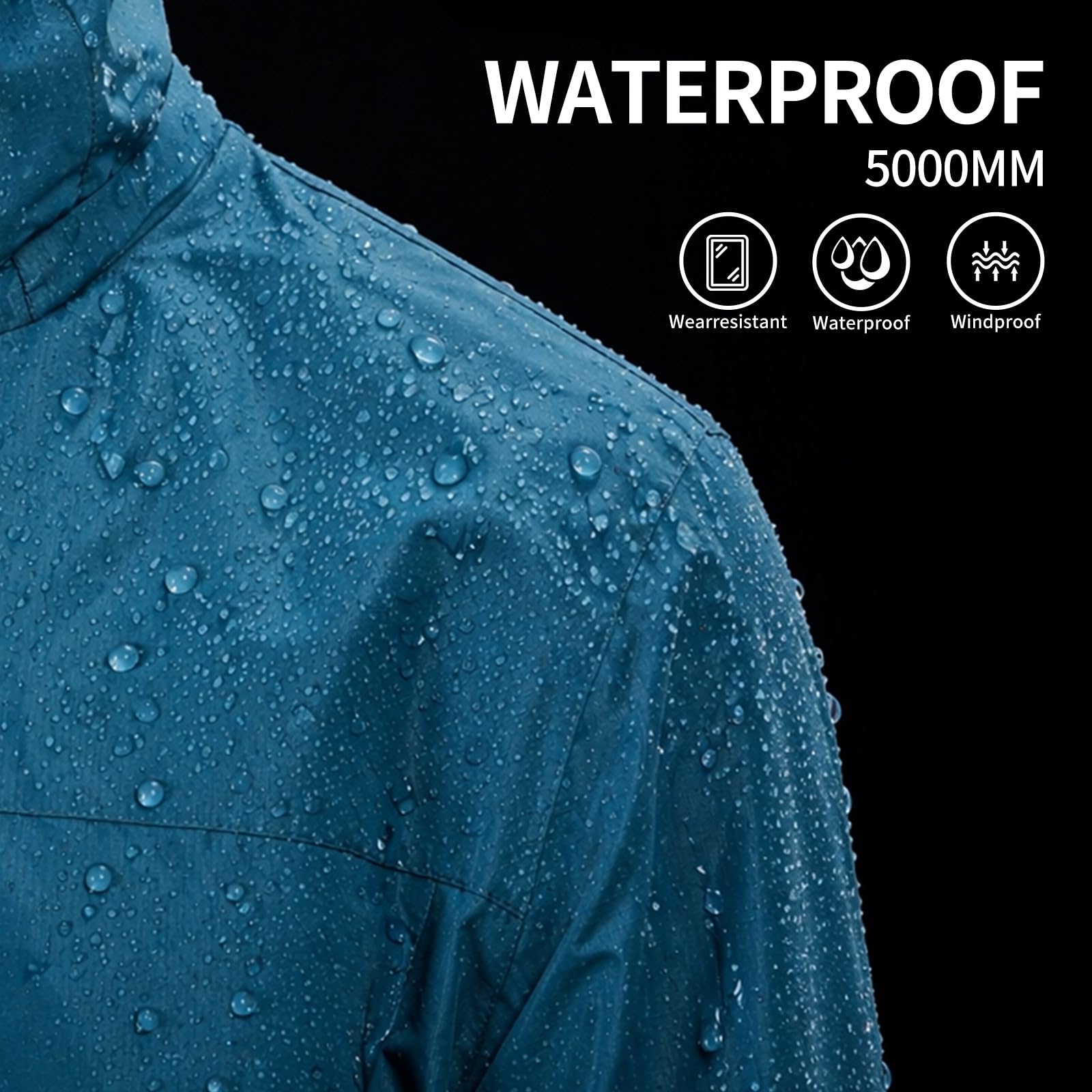 Impermeable Homme Imperméable Extérieur Portable Coupe Vent Homme avec Capuche Amovible Veste Imperméable Homme pour la randonnée et le camping