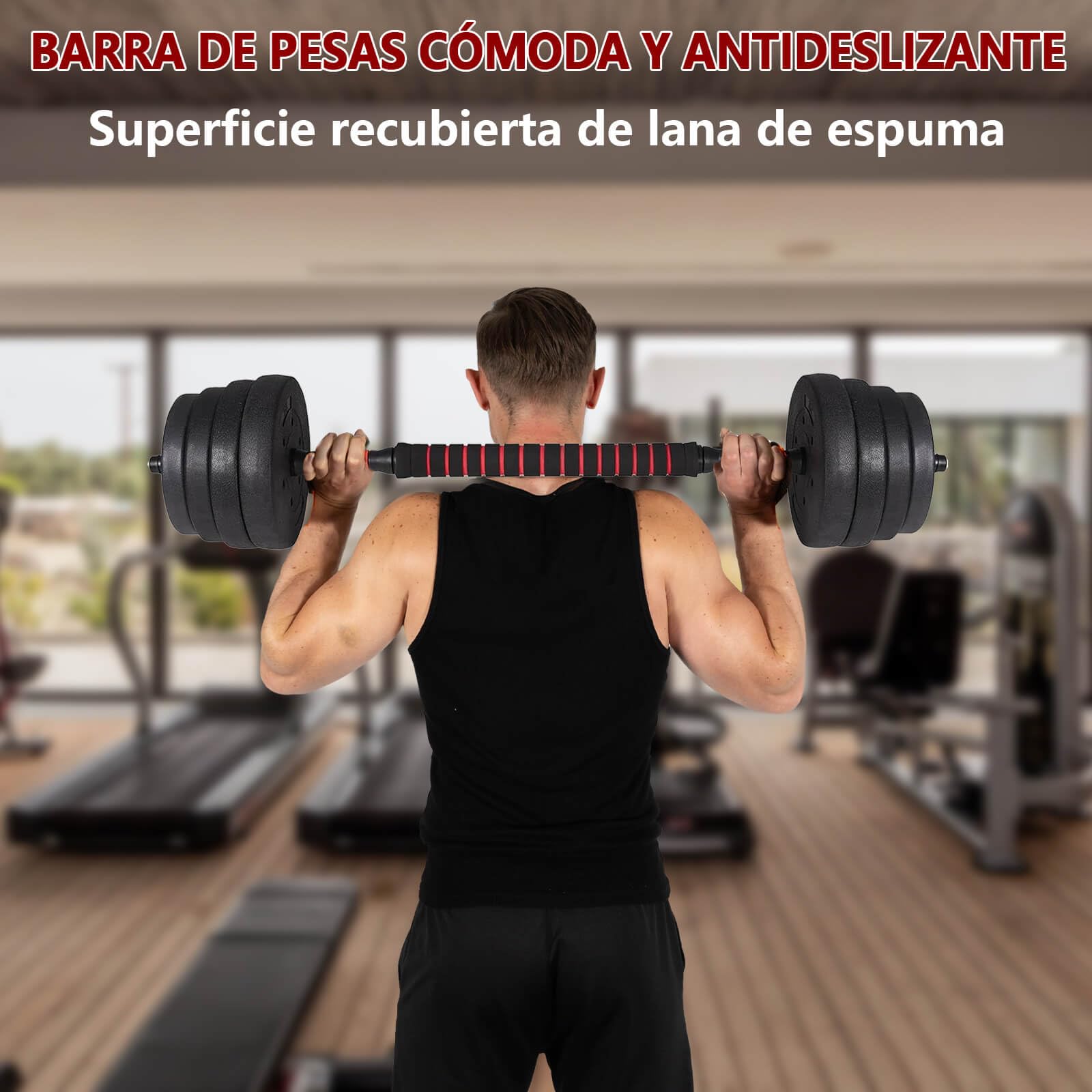 ALLinLIFE Mancuernas Ajustables 10/15/20/30/40/50KG, Juego de Pesas Multifunción con Pesas Barra Recta y Mangos Antideslizantes, Pesas Ajustables para Musculación y Fitness Gimnasio en Casa