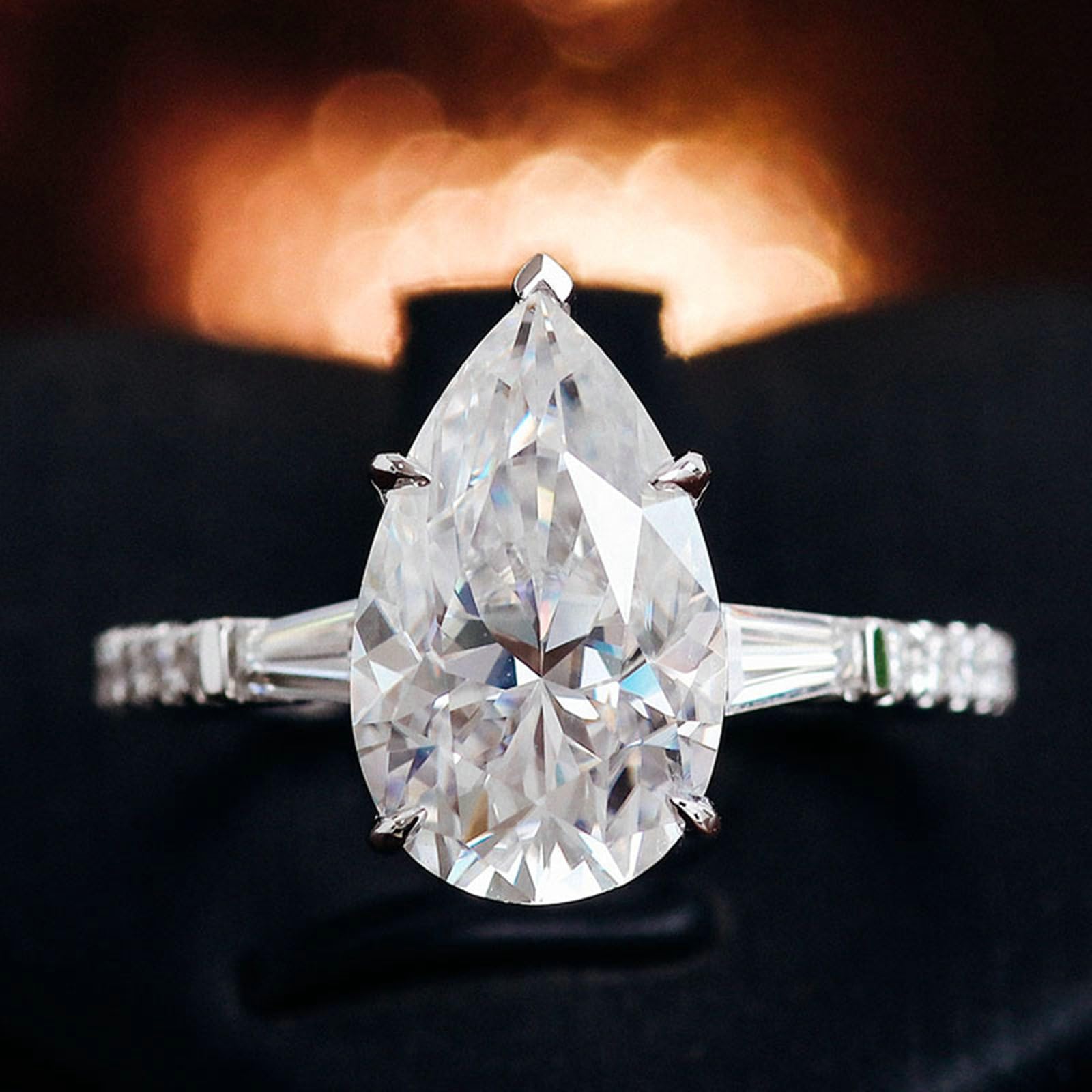 Beydodo Anello da donna singolo, in oro bianco 750 585 375 gocce, con moissanite, da donna, senza nichel, misura 50-62, 15 (17,5), metallo prezioso Gemma, Moissanite