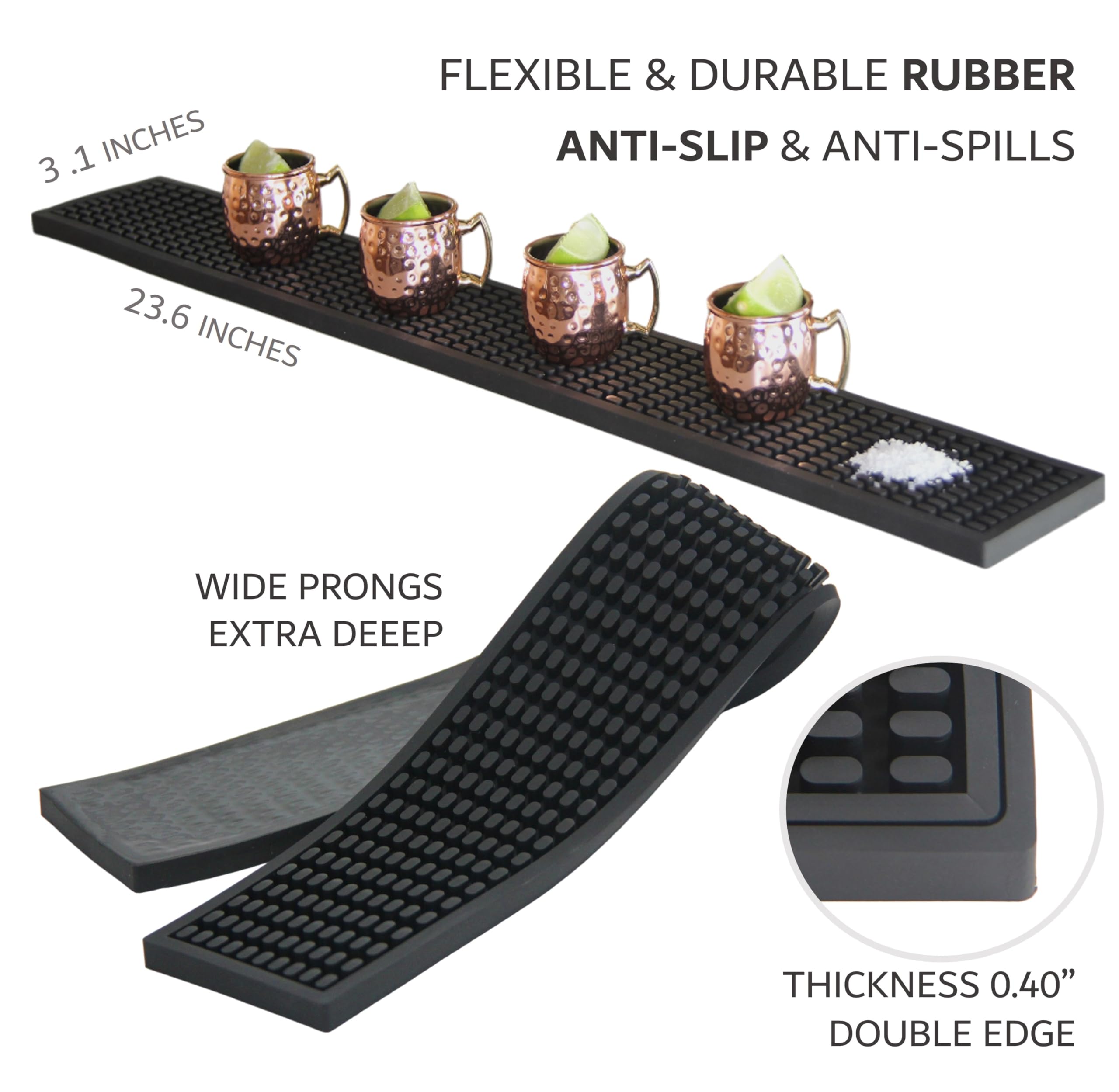 MARELUNNA Bar Rubber Mat - 24x3 Large Bar Mats for Countertop. 0.4