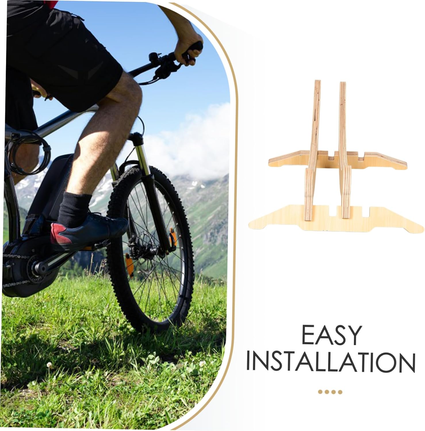 jojofuny Portable Solid Wood Frame Bike Hanger for Road Mountain Bikes Rear Parking Stand Display Bracket Easy Assembly