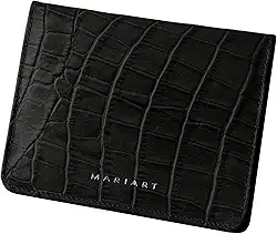 Carteira Feminina de Couro Bovino Legítimo p/Cartões, RG, CNH e Cédulas Dobradas Mariart 649 (Croco Preta)