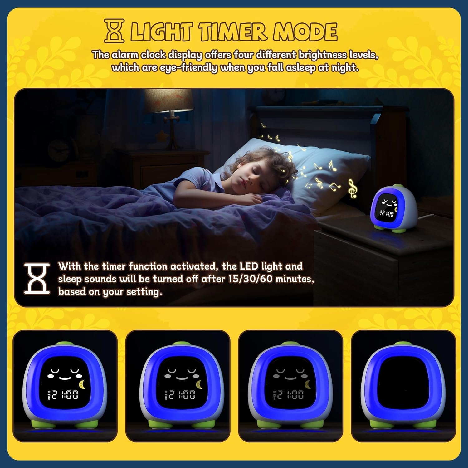 Réveil pour enfants OK pour enfants - Veilleuse et horloge de sommeil - Détection de la sieste - Décoration mignonne pour chambre - Idée cadeau