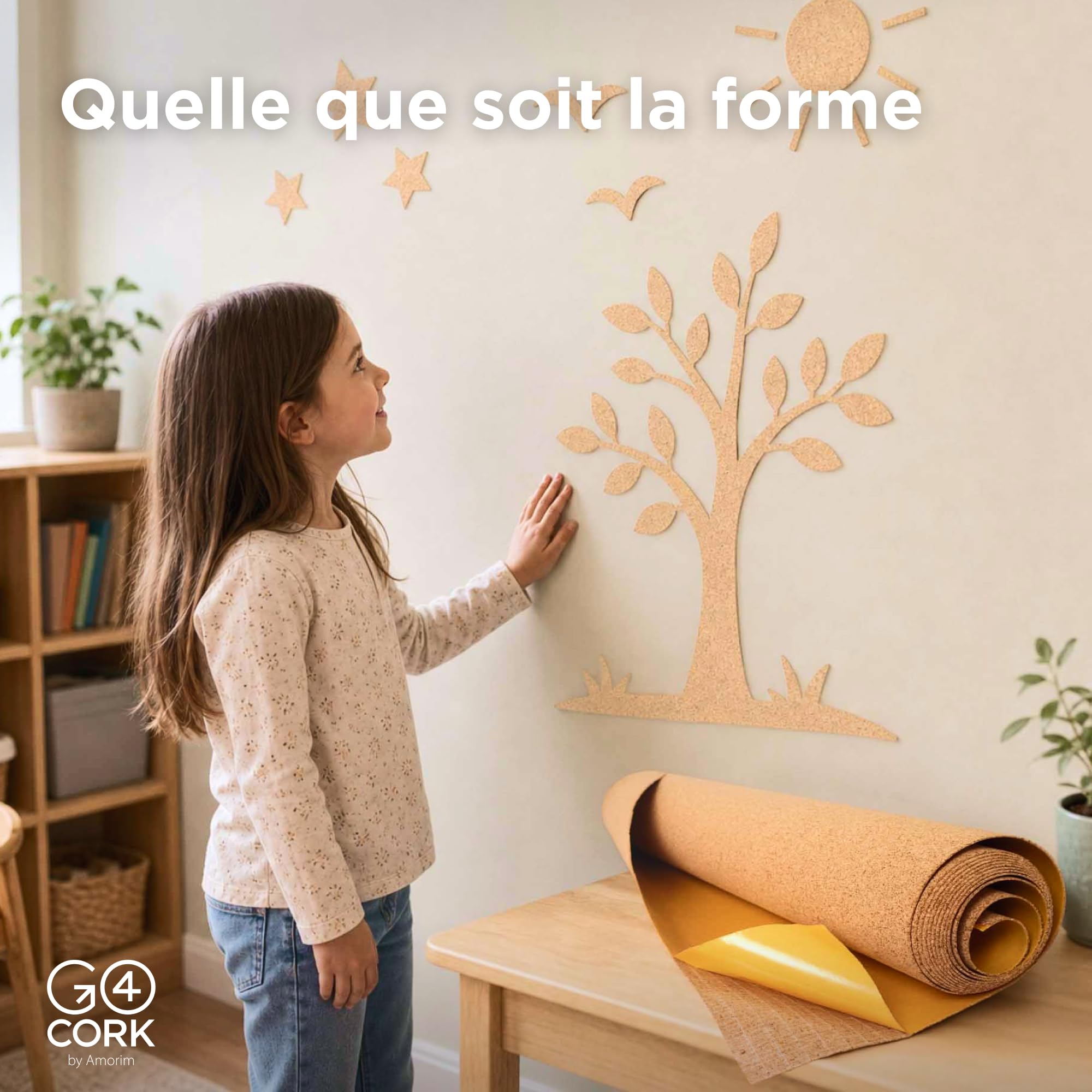 Go4Cork Rouleau de Liège Adhésif Premium – 45 x 300 cm | 100% Liège Naturel | Autocollant Écologique | Isolation Acoustique & Thermique | Loisirs Créatifs, Maison, École & Bureau | Pose Facile