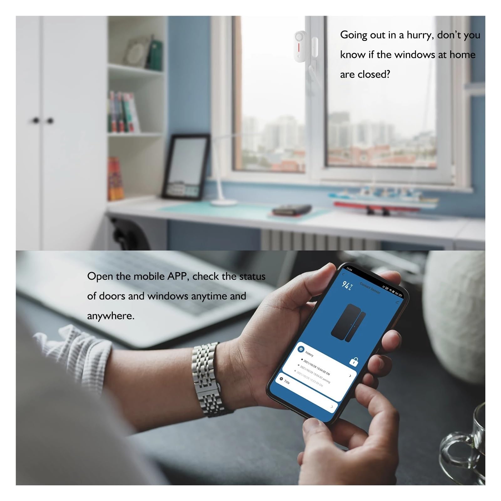 Alarmas De Puerta, Tuya-Sensor de ventana de puerta con WiFi, Detector de apertura de puerta, alarma de sonido, brazo temporizado, desarmar, protección de seguridad inteligente for el hogar, aplicació