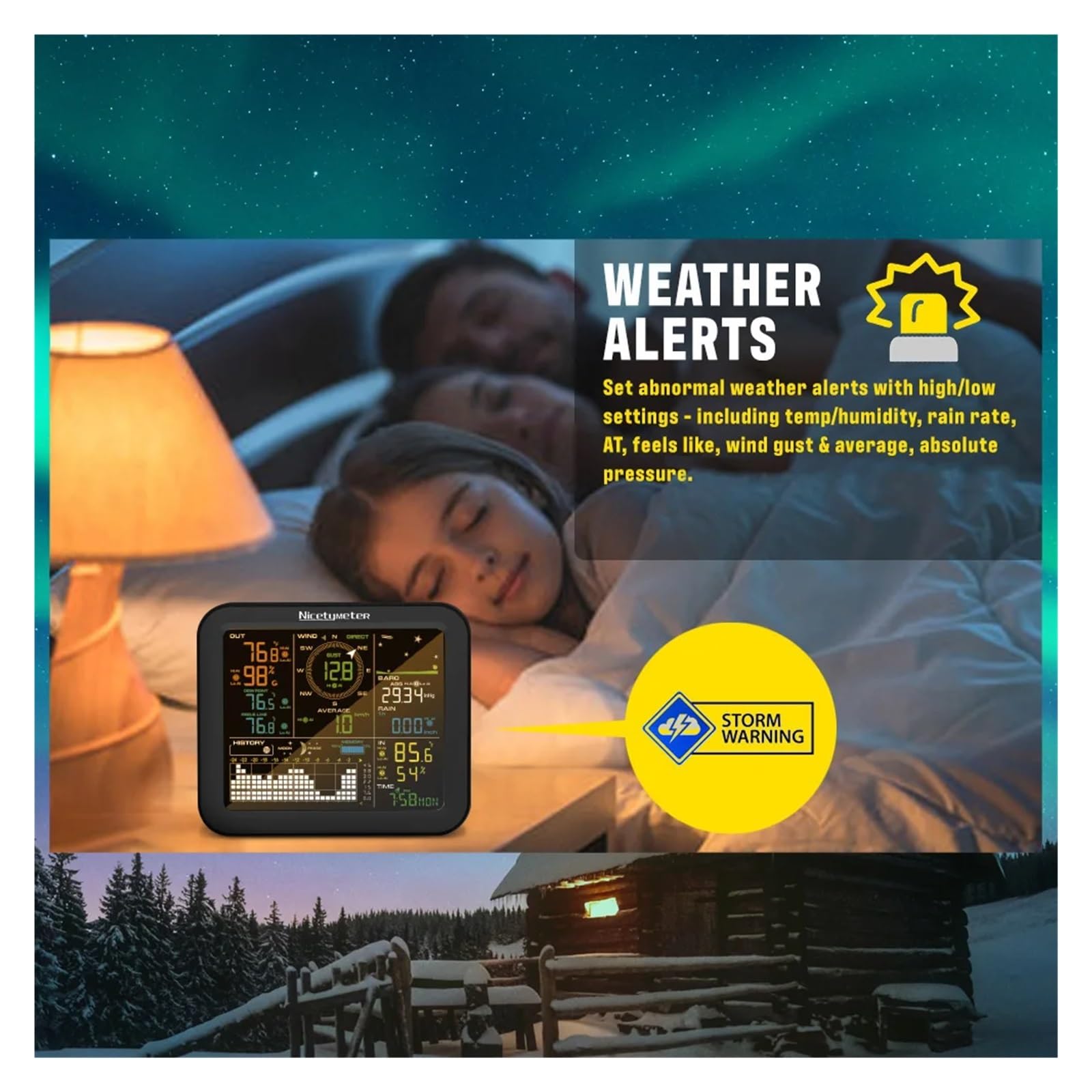 5-in-1 Indoor Outdoor Wireless Weather Station Temperature And Humidity Wind Speed Direction Rainfall With Digital Display 0345