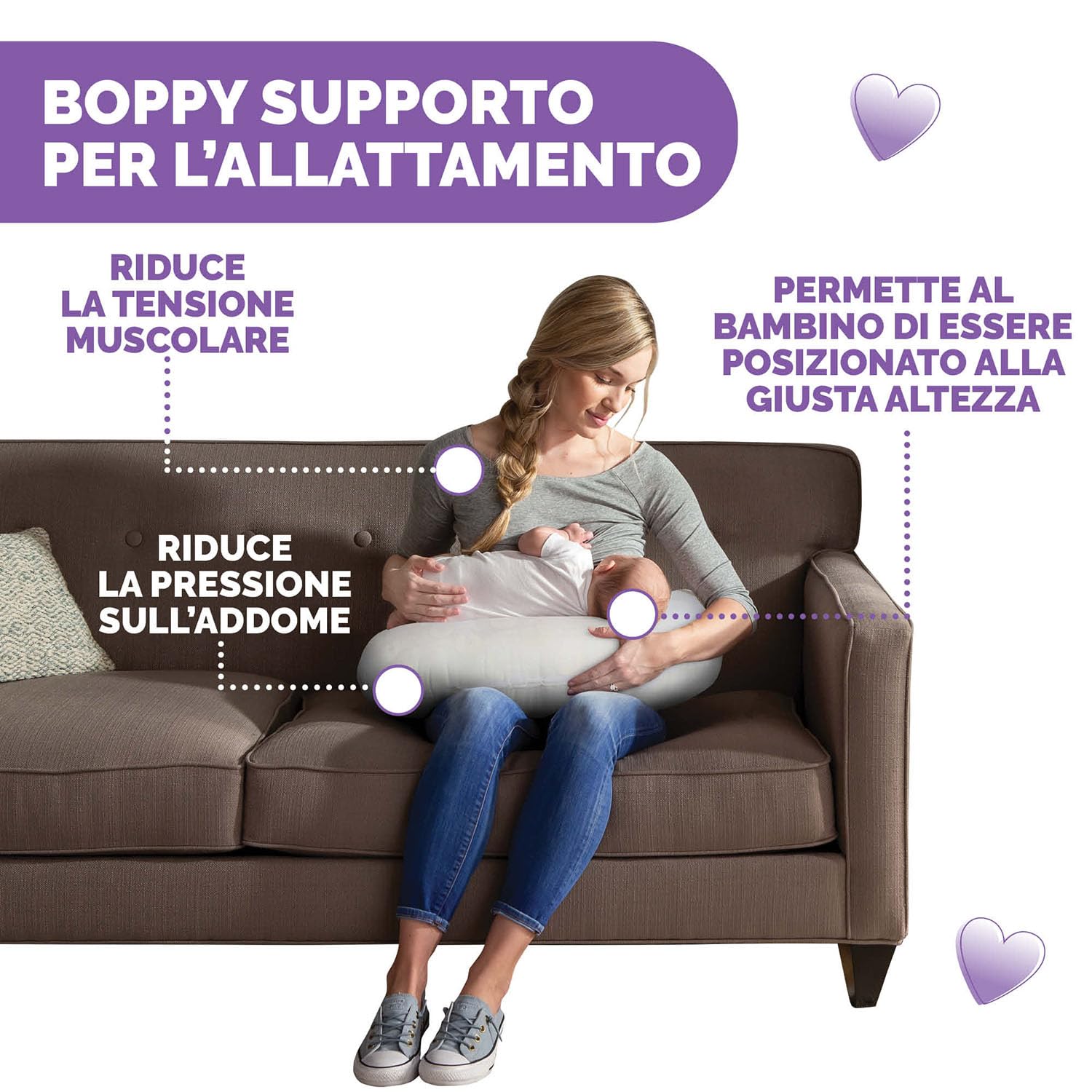 Boppy Cuscino Allattamento per Neonati 0+ Mesi, Forma Ergonomica con Supporto per Mamma e Bambino, Supporto Neonato per Allattamento al Seno e col Biberon, Lavabile in Lavatrice, Fantasia Little Farm