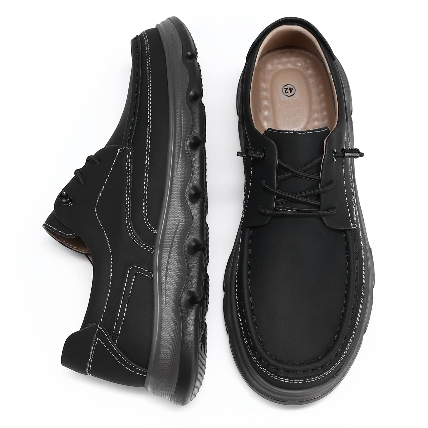 Mirroryou Herren Loafers Leicht Bequeme Mokassin Business Casual Lederschuhe Weit Slip on Sneakers