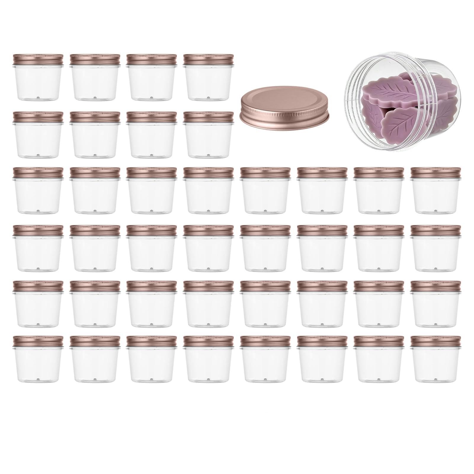 novelinks 4 oz Small Plastic Jars with Lids, 40 Pack Mini Plastic Mason Jars with Lids 4oz, Craft Storage Containers & Canning Jars & Small Spice Jars