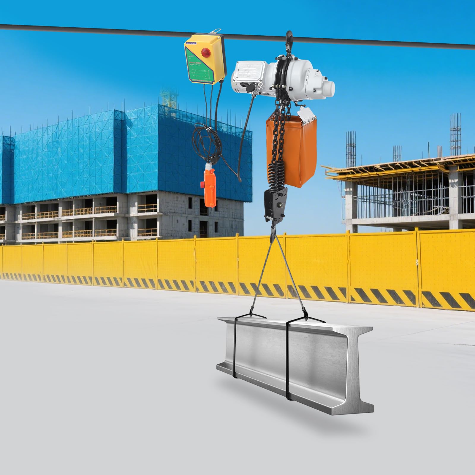 Polipasto eléctrico de cadena de 1000 kg, con mando a distancia, 1300 W, altura de elevación de 6 m, 100 m inalámbrico y mando a distancia con cable de 4,5 m, cabrestante eléctrico para fábrica