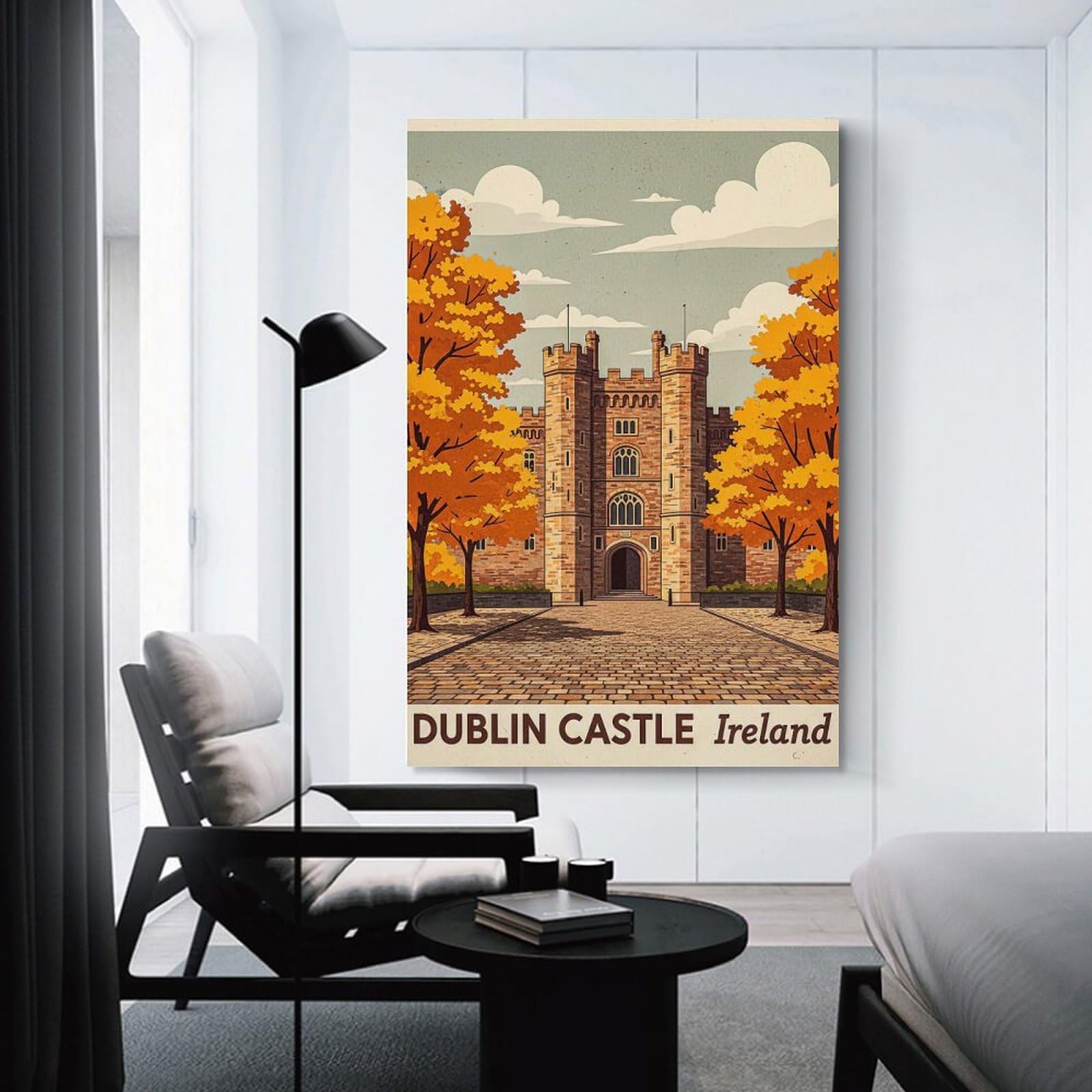 Junmoney Dublin Castle Ireland Autumn Canvas Wall Decor, 24x36inch(60x90cm), for Lounge Decor, Bedroom Walls Or Flats, Eye Catching Artwork for Blank Walls