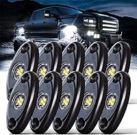 Vista 1 de LEDMIRCY Luces LED de roca, 10 unidades, color blanco para J e e p, camión todoterreno, RZR, auto, barco, SUV, impermeable, de alta potencia, luces