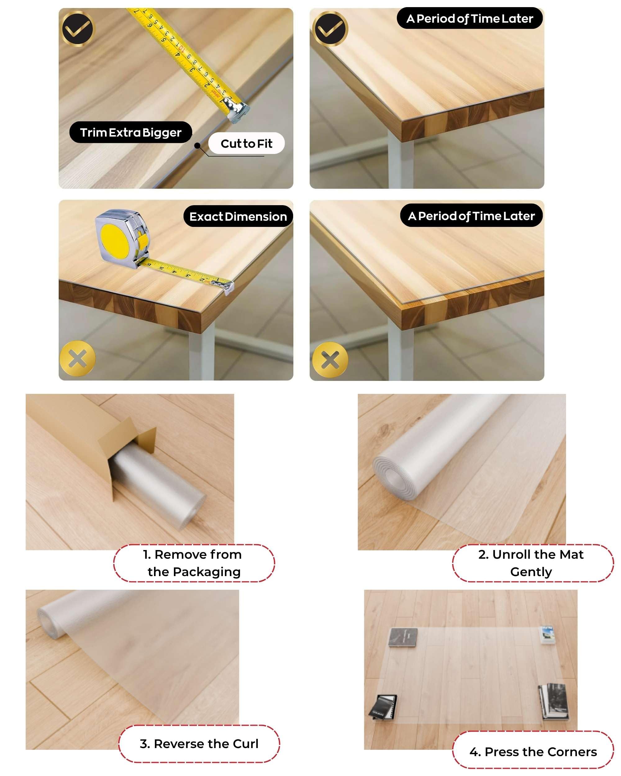 Artwelt Nappe Film de Table Transparent 2.0mm Polyvinylchloride Imperméable et Lavable Taille Souhaitée Film de Protection de Table Anti-Graisse (160cm X 90cm)