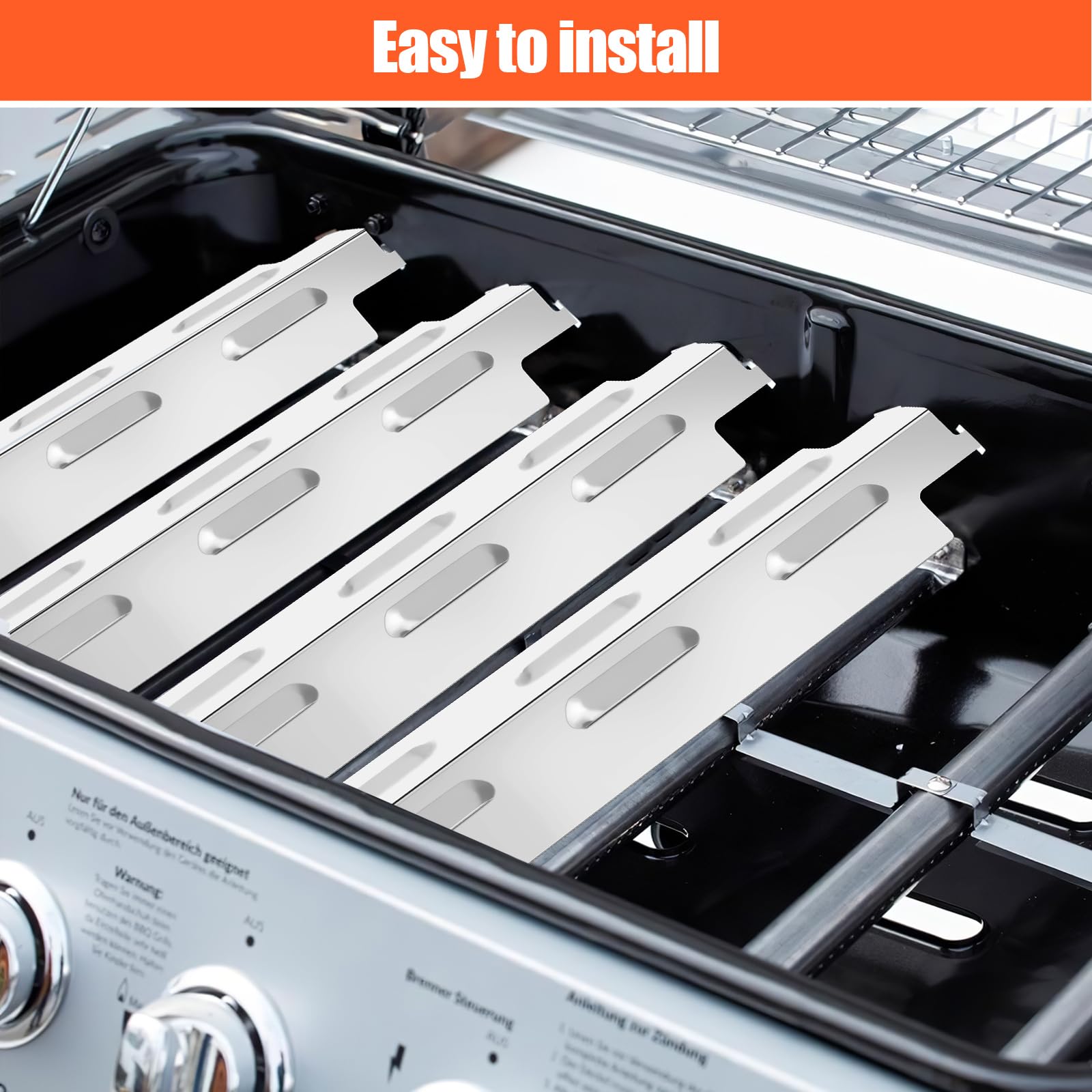 GFTIME 35,5 cm, copertura bruciatore in acciaio inox per EL Fuego Dayton, 4 bruciatori, Broil-Master a gas 4 + 1, distributore di fiamme, accessori per barre aromatiche, 6 pezzi