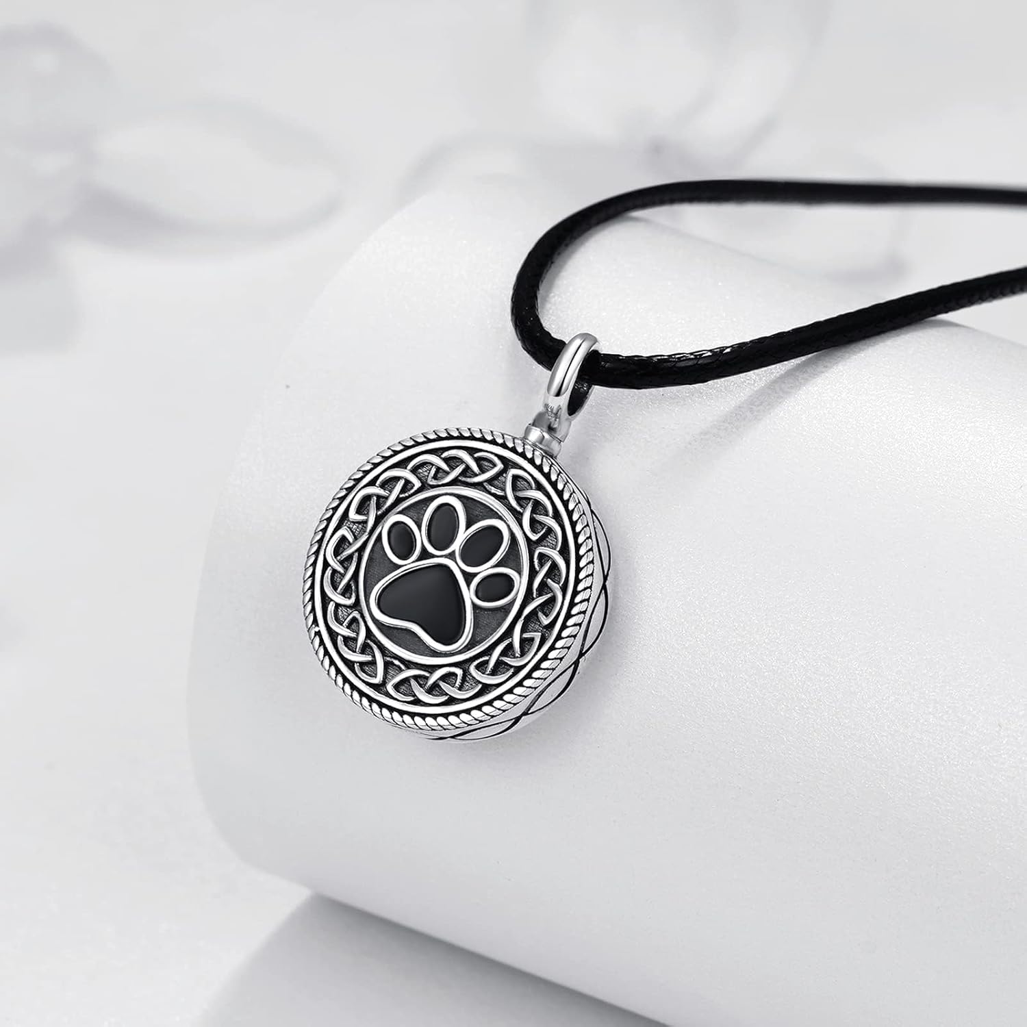 Dreamboat Pet Urn Necklace for Dog Cat Ashes 925 Sterling Silver Paw Print Cremation Keepsake Pendant Celtic Knot Memorial Jewelry Gifts for Women Men - Image 3