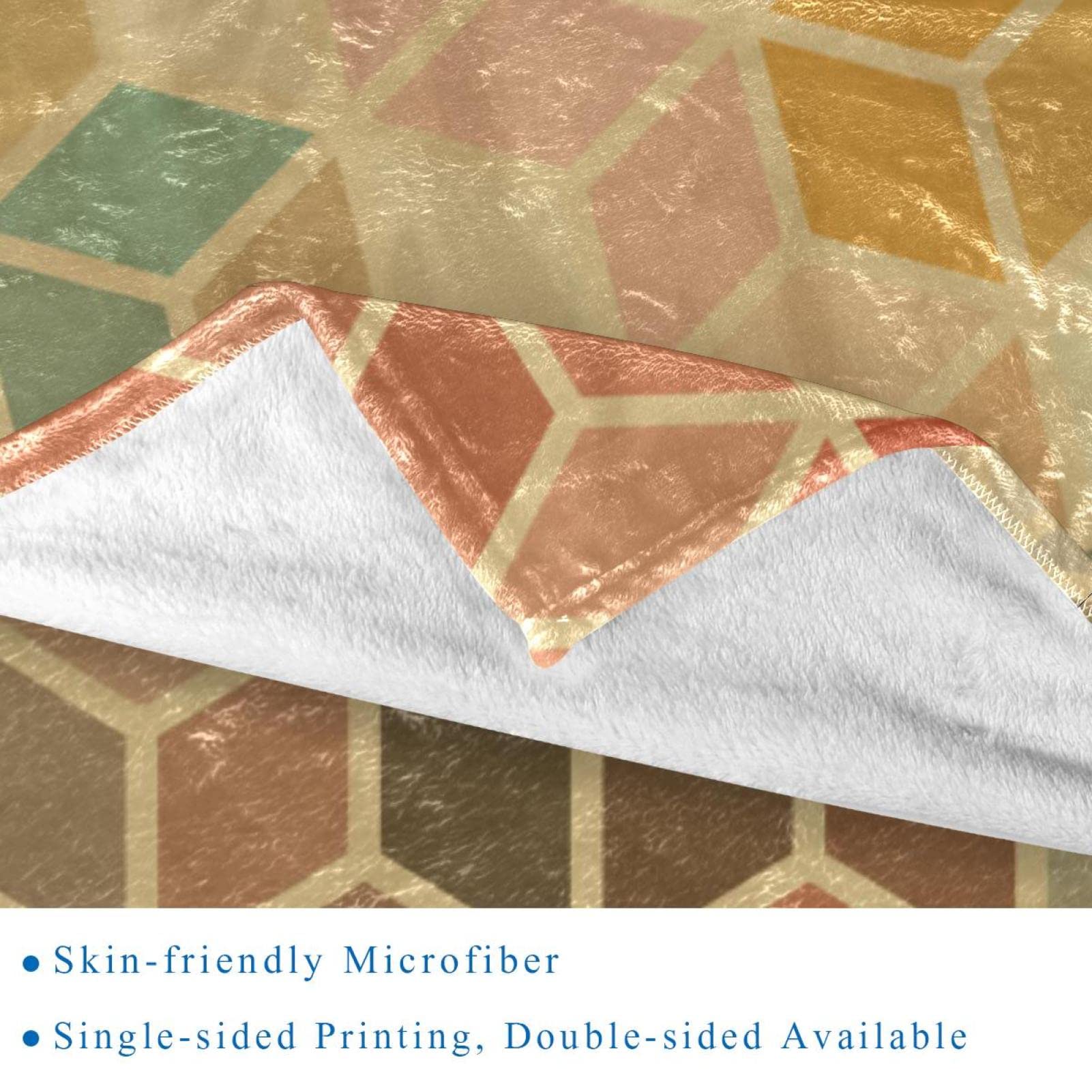 Coperta in pile, super morbida, lussuosa, vintage, motivo geometrico 3D